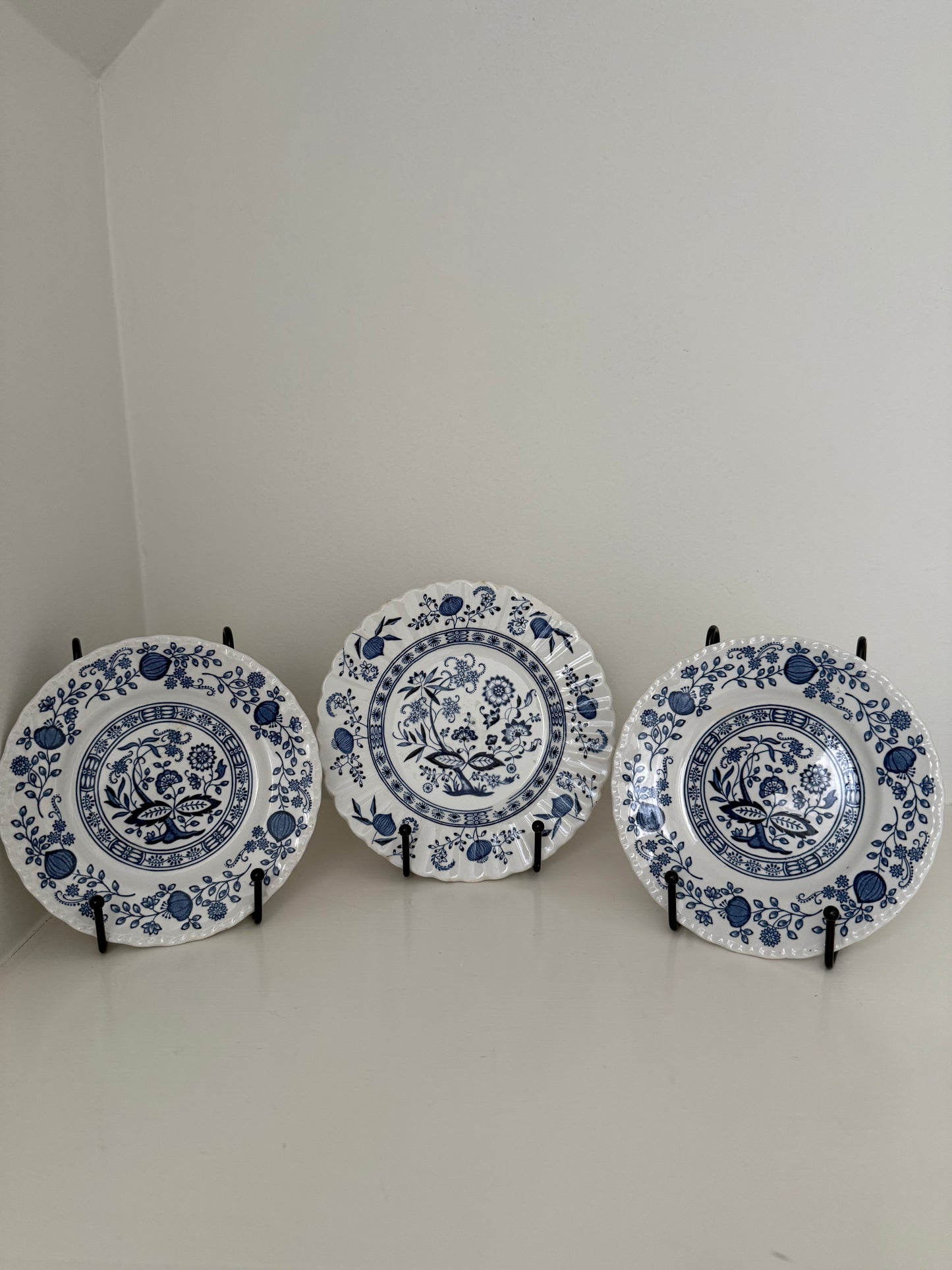 Set of 3 Blue and White Plates