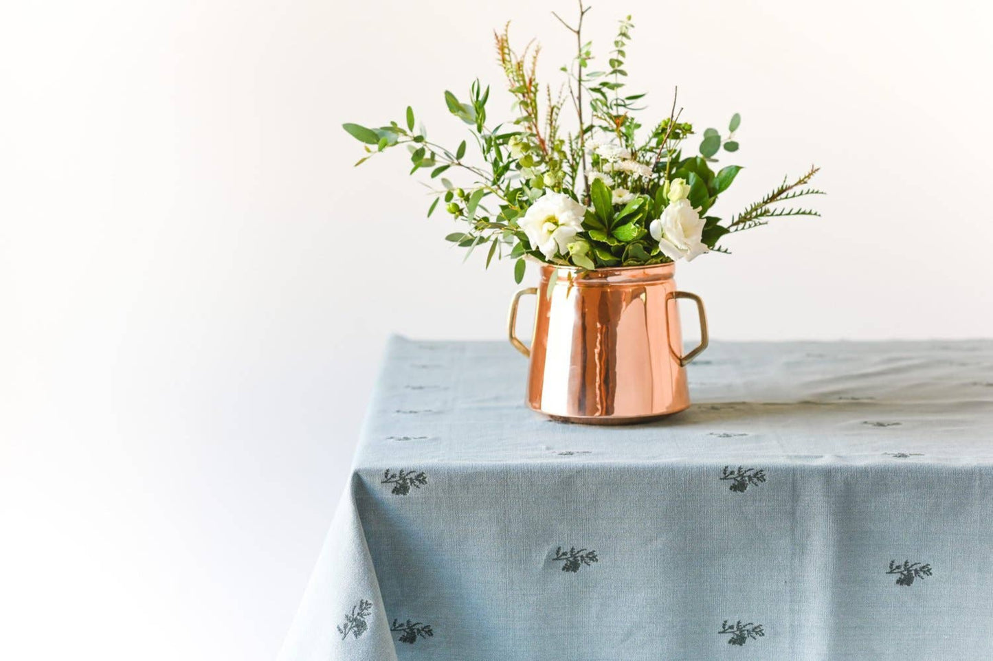 Blue Fleur Embroidered Tablecloth