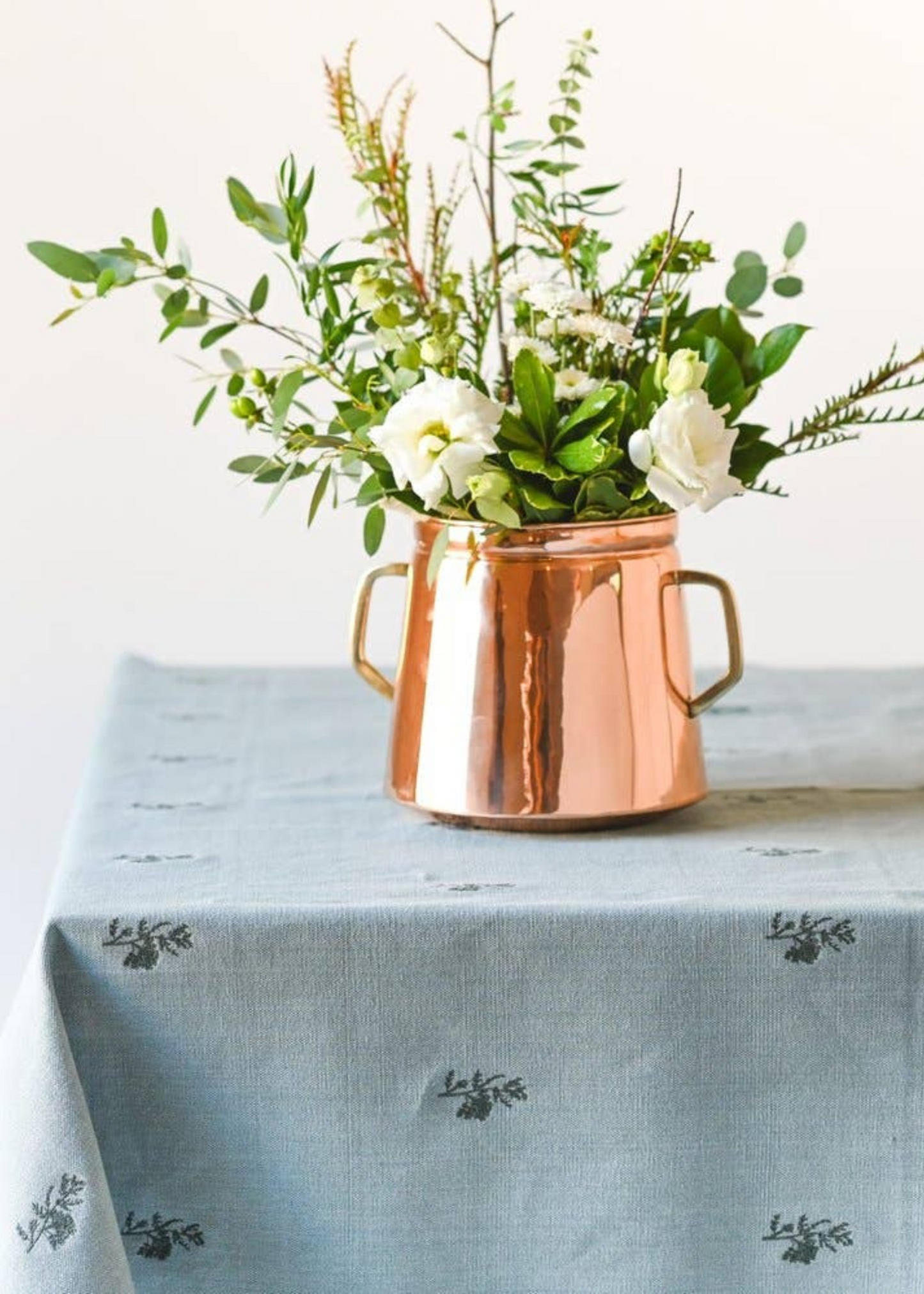 Blue Fleur Embroidered Tablecloth
