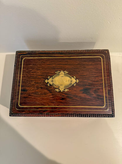 Antique Box with Brass Inlay