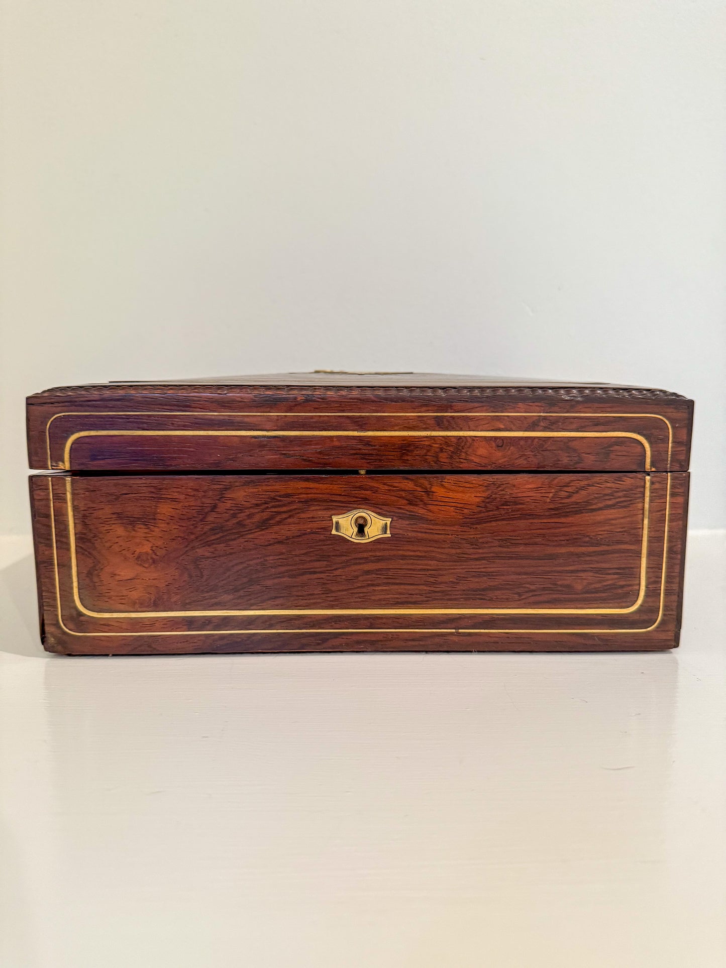 Antique Box with Brass Inlay
