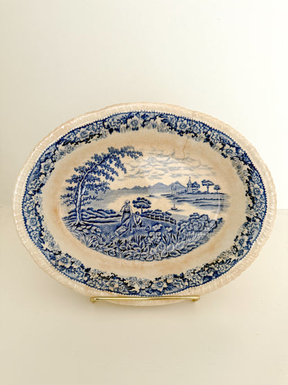 Antique Blue and White Serving Bowl