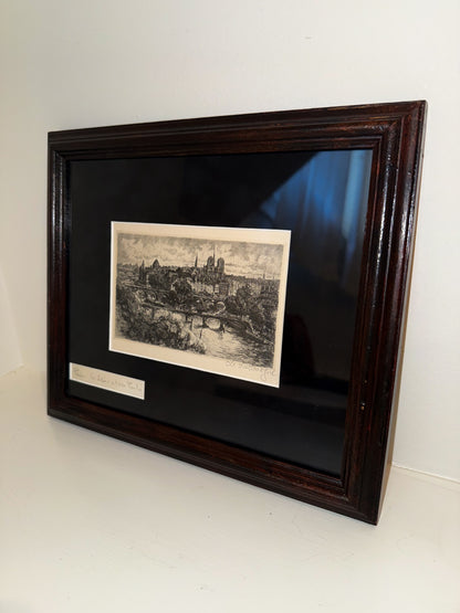 Framed Paris Sketch with Black Mat