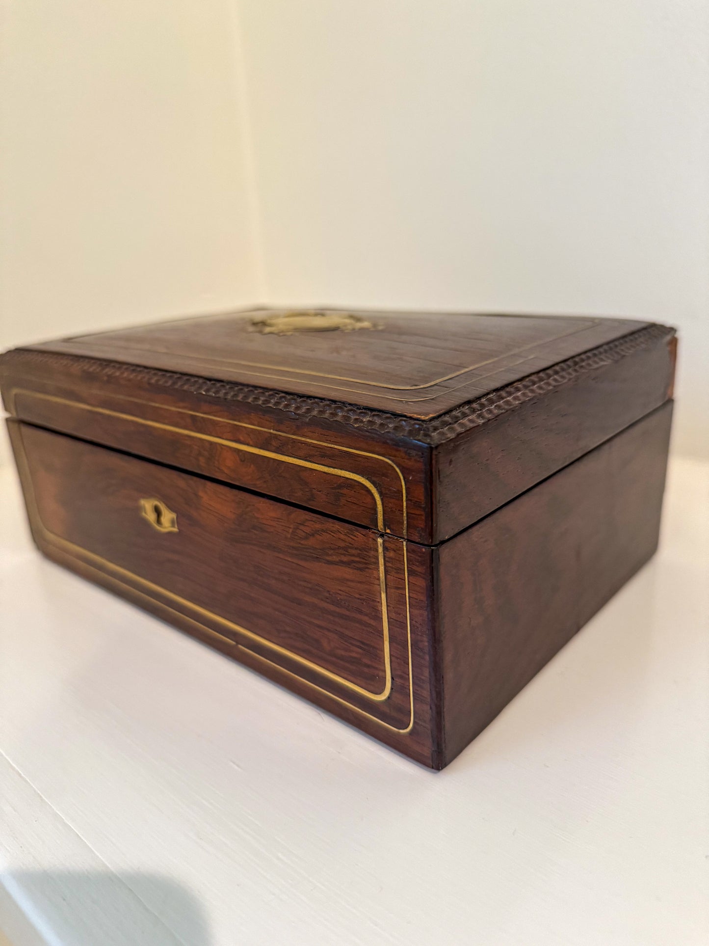 Antique Box with Brass Inlay