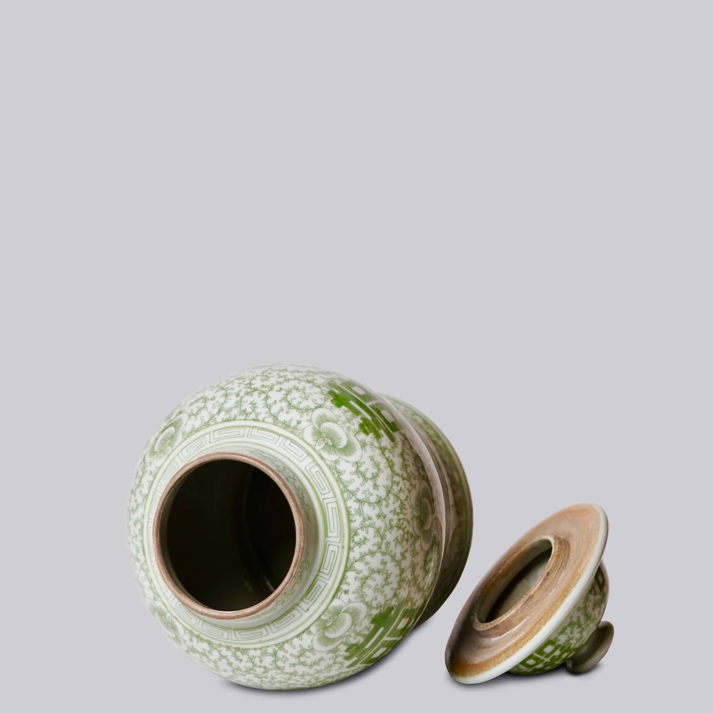 Medium Green and White Porcelain Double Happiness Jar