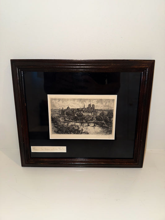 Framed Paris Sketch with Black Mat