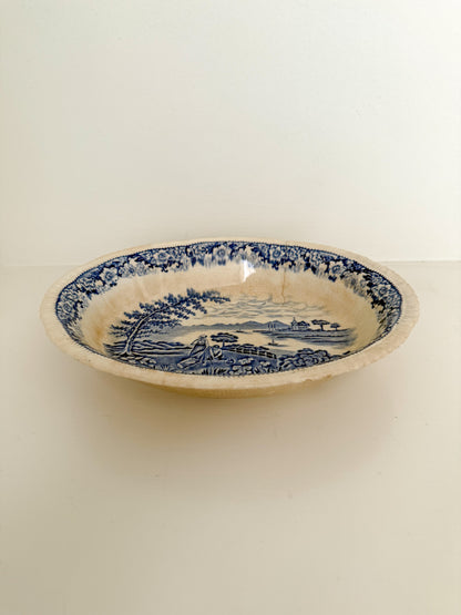 Antique Blue and White Serving Bowl