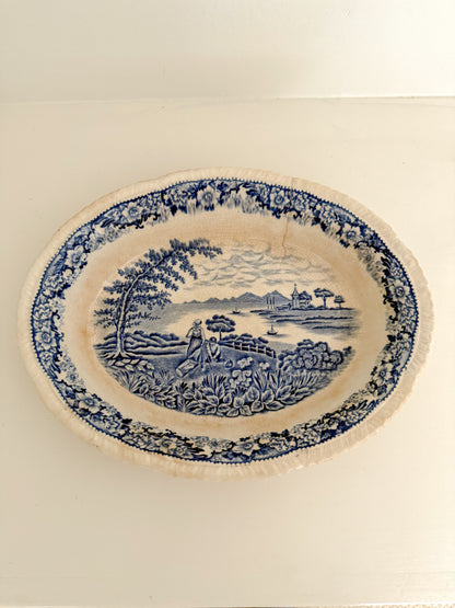 Antique Blue and White Serving Bowl