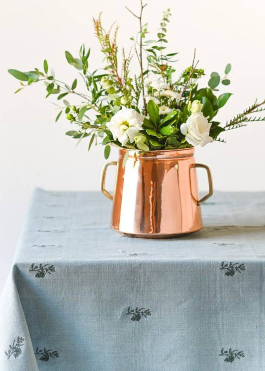 Blue Fleur Embroidered Tablecloth