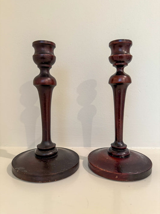 Pair of Wooden Candlesticks