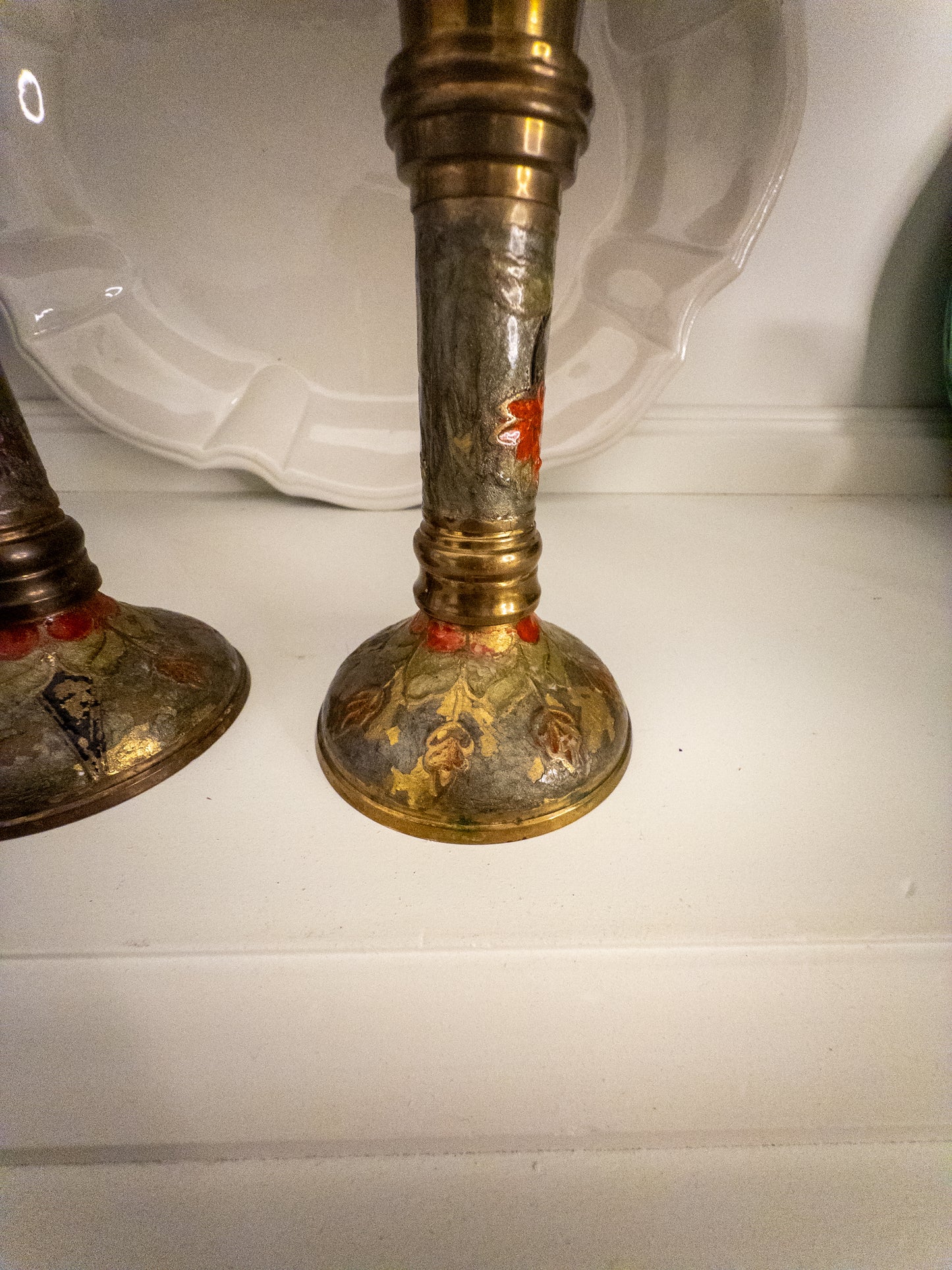 Pair of Hand-Painted Candlesticks