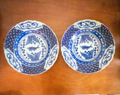 Pair of Dark Blue Fish Plates