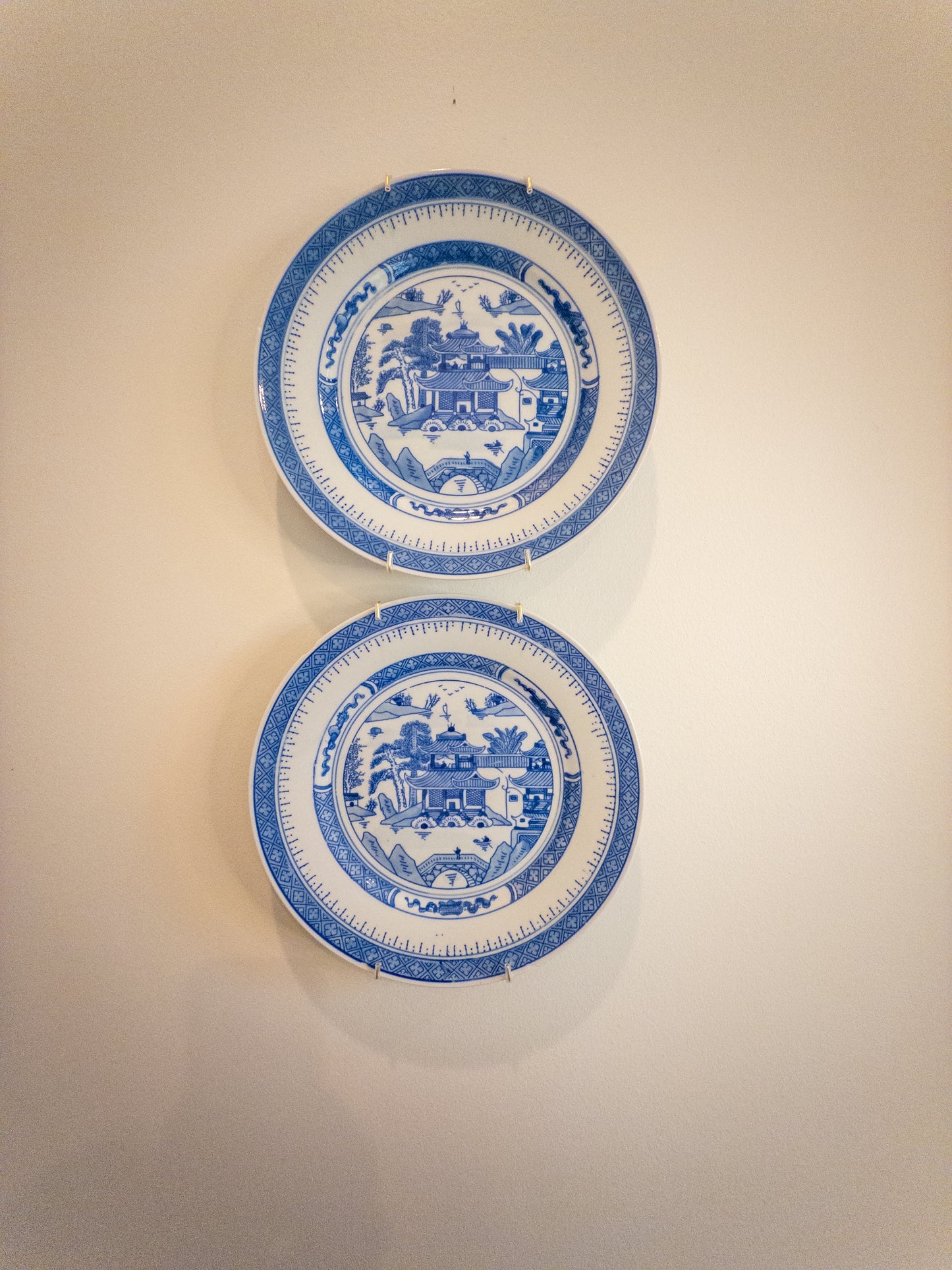 Pair of Blue Pagoda Plates