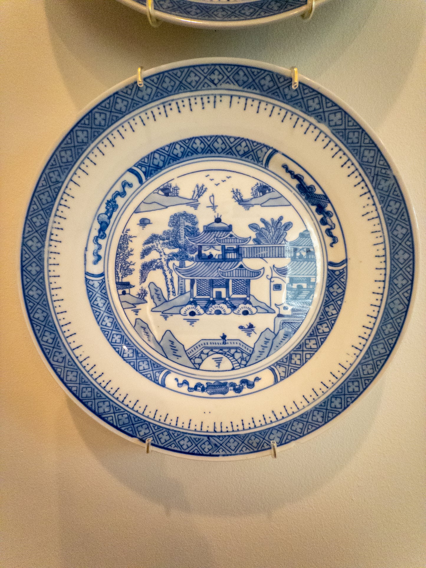 Pair of Blue Pagoda Plates