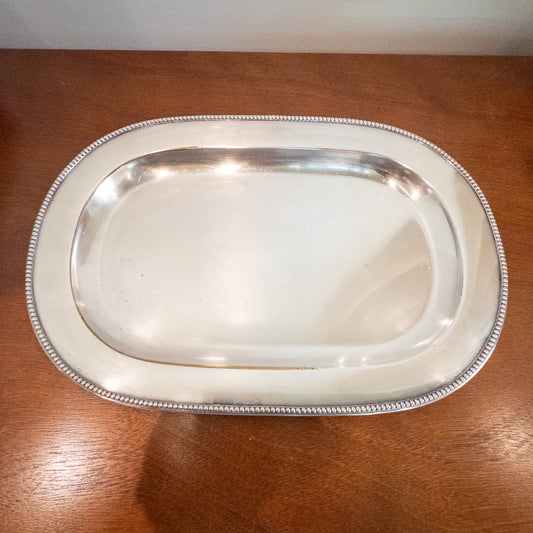 Large Silver Platter with Beaded Edge