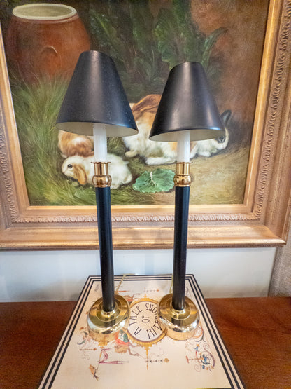 Pair of Black and Gold Lamps