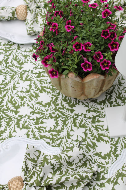 Pressed Florals Tablecloth in Olive